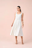 SCALON - Vestido Viscose Midi Poa Azul