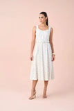 SCALON - Vestido Viscose Midi Poa Azul