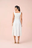 SCALON - Vestido Viscose Midi Poa Azul