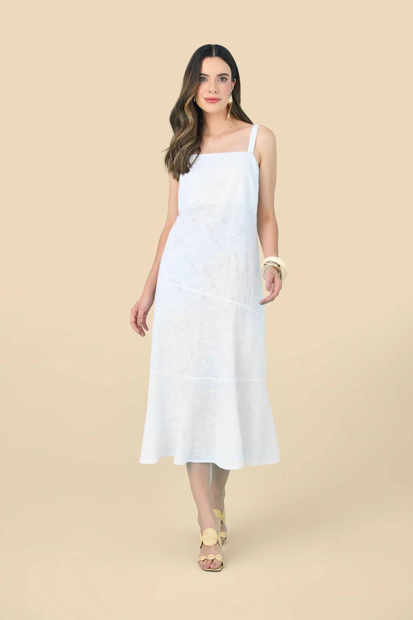 SCALON - Vestido Laise Midi Branco