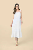 SCALON - Vestido Laise Midi Branco