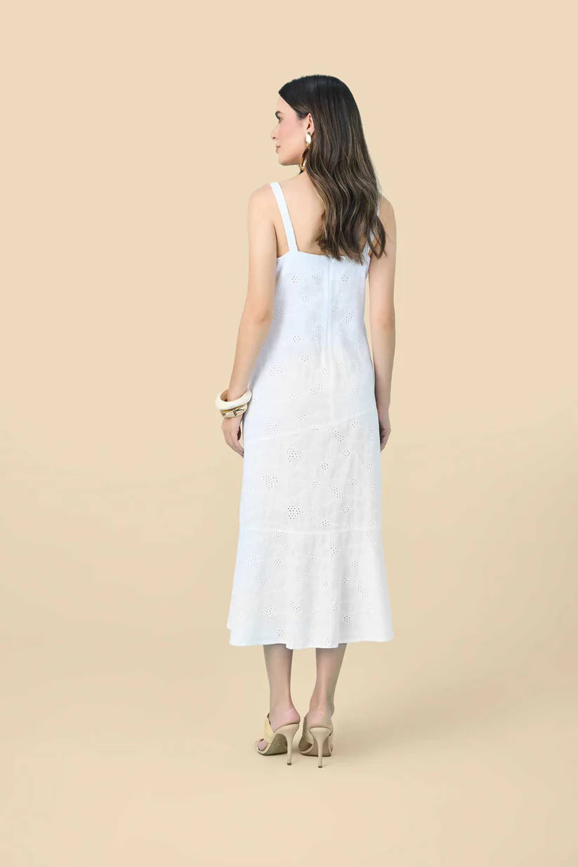 SCALON - Vestido Laise Midi Branco