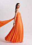 ALPHORRIA - Vestido de Festa Balone Longo C/ Caoa Laranja Hot