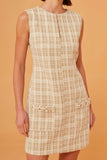 CORI - Vestido Tubo Tweed Rustico Palha