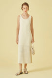 CORI - Vestido Mídi em Malha Rustica Off White