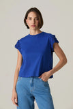 CORI - T-shirt Canoa com Manga Fuxio Azul