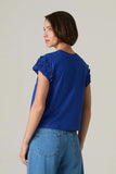 CORI - T-shirt Canoa com Manga Fuxio Azul