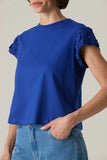 CORI - T-shirt Canoa com Manga Fuxio Azul
