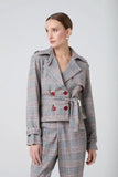 CORI - Mini Trench Coat em Xadrez Rústico