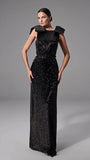 FATIMA SCOFIELD - Vestido Longo Laços Ombro + Cinto Preto