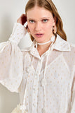 AVE RARA - Camisa Libia C F Off/Dourado e Rosa
