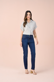 SCALON - Camisa Viscose Manga Curt Listras Chumbo Estampado