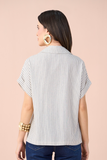 SCALON - Camisa Viscose Manga Curt Listras Chumbo Estampado