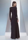 ALPHORRIA - Vestido Longo Fenda Mix Lurex Preto