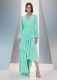 ALPHORRIA - Vestido Cascata Longo Trepasse Menta Verde