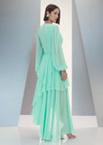 ALPHORRIA - Vestido Cascata Longo Trepasse Menta Verde