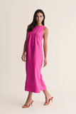 CORI - Vestido Trapezio Nervuras em Linho Pink - Verão 27