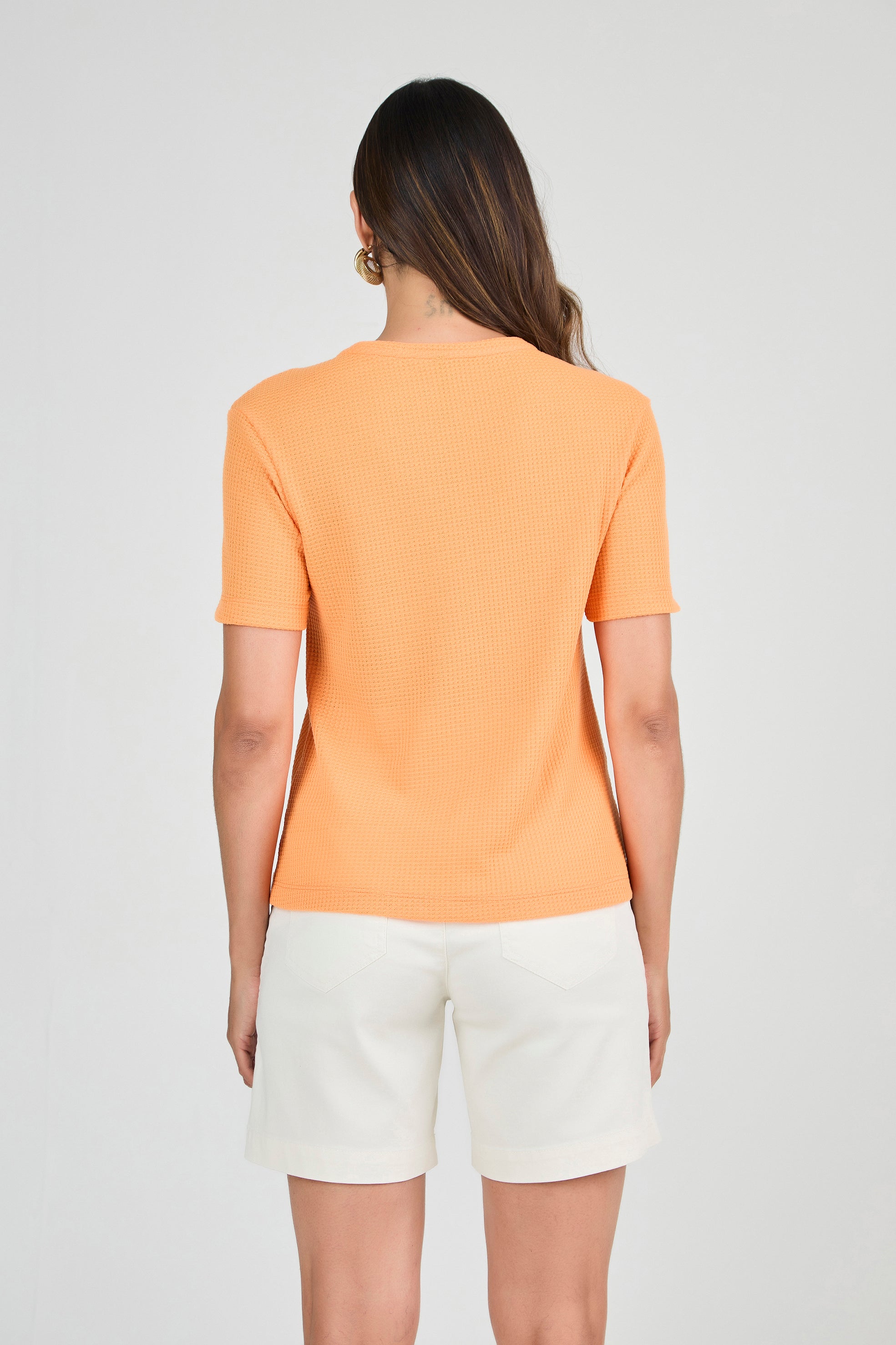 SCALON - T-Shirt Malha Croche Manga Curta Laranja