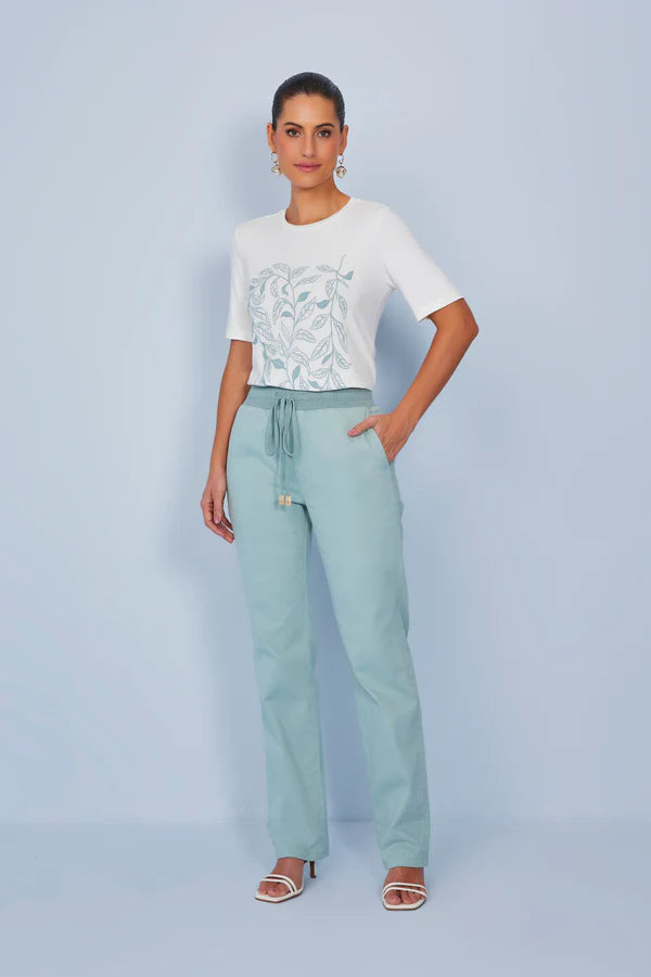 SCALON - T-shirt Malha Manga Curta Folhagem OFF White