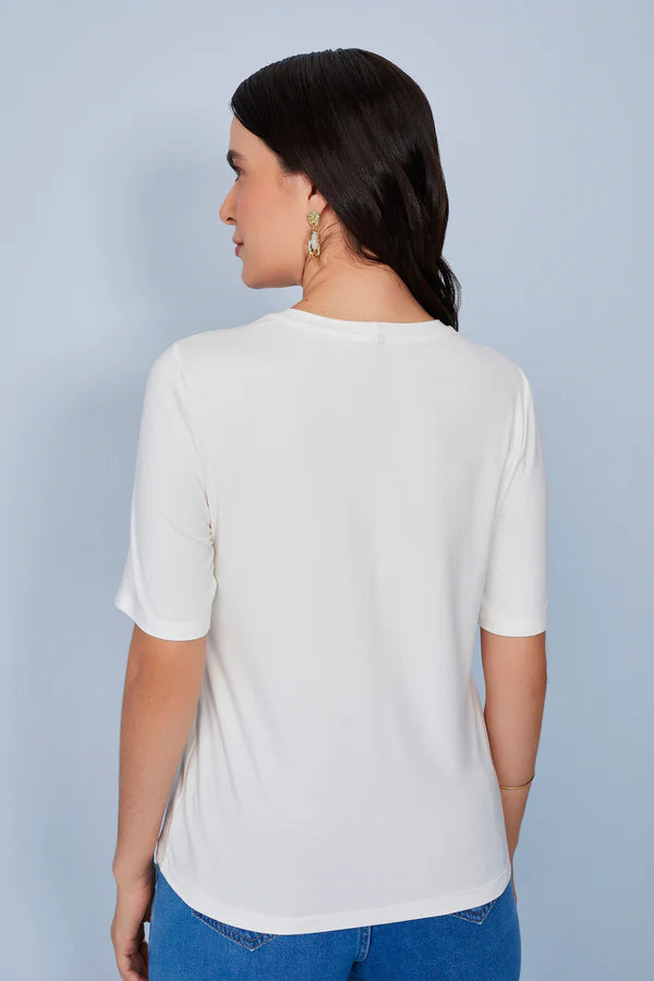 SCALON - T-shirt Malha Manga Curta Folhagem Bale OFF White
