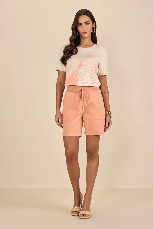 SCALON - T-shirt Malha Manga Curta Flor Hibisco Estampado