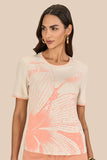 SCALON - T-shirt Malha Manga Curta Flor Hibisco Estampado