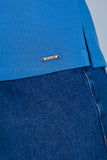 SCALON - Blusa Malha Manga Curta Denim Azul