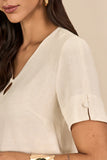SCALON - Blusa Viscose Manga Curta Natural Bege