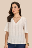SCALON - Blusa Viscose Manga Curta Color Bege