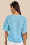 SCALON - Blusa Viscose Manga Curta Amazonita Azul