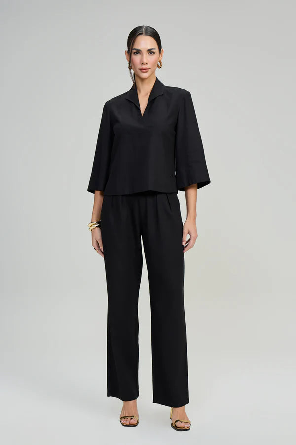 SCALON - Blusa Viscose Manga 3/4 Preto