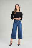 SCALON - Blusa Viscose Manga Babados 3/4 Preto