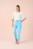 SCALON - Blusa Viscose Manga 3/4 Poa Azul