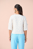 SCALON - Blusa Viscose Manga 3/4 Poa Azul