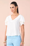SCALON - Blusa Viscose Manga Curta Marfim