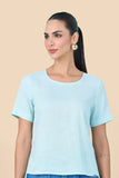 SCALON - Blusa Viscose Manga Curta Verde Claro