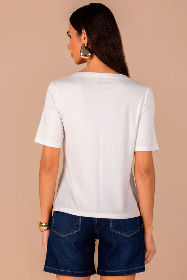 SCALON - T-shirt Malha Manga Curta Conchas Azul