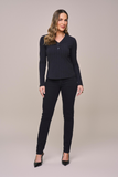 SCALON - Blusa Malha Canelada Manga Preto