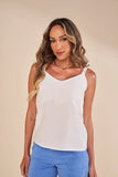 SCALON - Regata Alça Fina Viscose OFF White