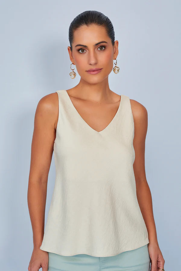 SCALON - Regata Viscose Alça Fina Areia Bege
