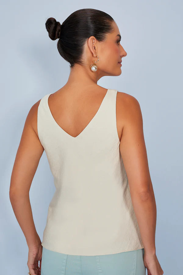 SCALON - Regata Viscose Alça Fina Areia Bege