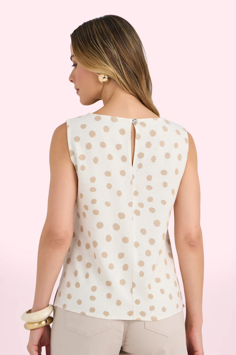 SCALON - Regata Viscose Alça Larga Poa Bege