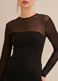 ALPHORRIA - Blusa Slim Tule Cristais Preto