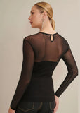 ALPHORRIA - Blusa Slim Tule Cristais Preto