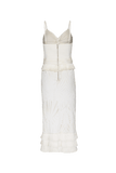 PATBO - Vestido Midi Detalhe Franjas Off White