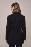 SCALON - Parka Crepe Manga Longa Preto Risca de Giz
