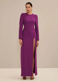 ALPHORRIA - Vestido Longo Bordado Recortes e Fenda Violeta