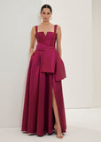 ALPHORRIA - Vestido Longo Com Laco Faixa Magenta