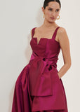 ALPHORRIA - Vestido Longo Com Laco Faixa Magenta