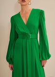 ALPHORRIA - Vestido Midi Cachecoeur Com Cinto Verde